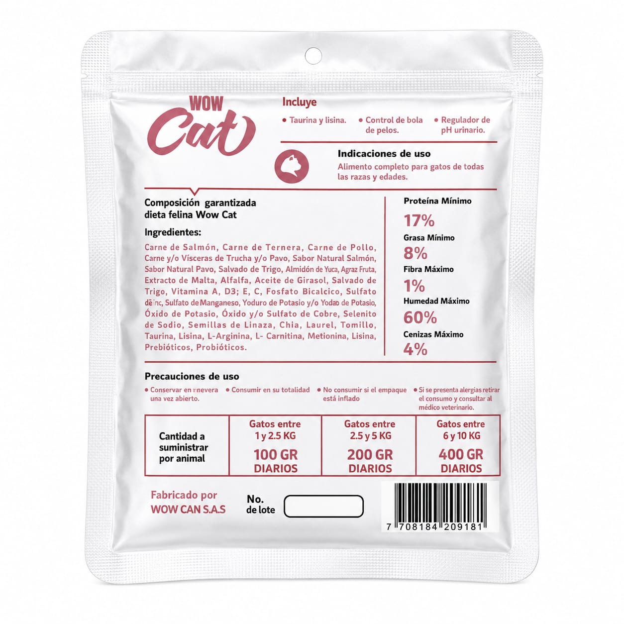 Wow Cat Salmón Alimento Natural Cocinado al Vapor 100 g